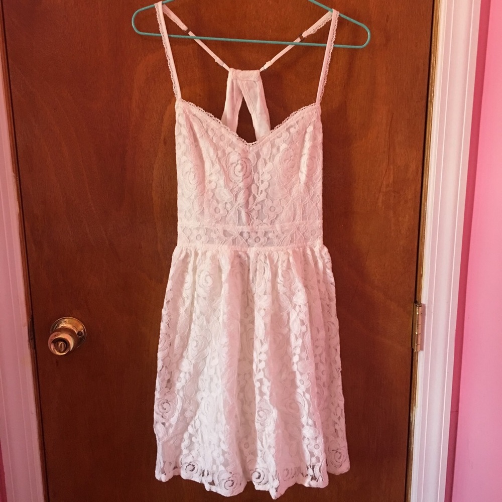 A&F lace open back mini dress